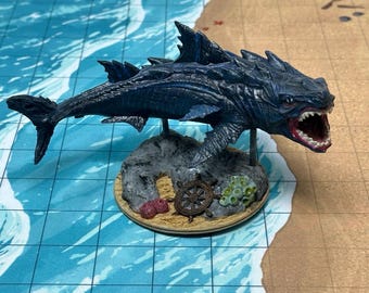 dnd Shark Demon Giant Underwater Predator Megalodon Aquatic Terror Tabletop Scatter Terrain RPG Pathfinder D&D Dungeons and Dragons