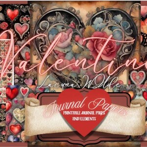 Valentines Junk Journal Seiten zum Ausdrucken Valentinstag Digitales Scrapbooking Valentinstag Liebe Papiere Herz Journal Papiere Vintage Valentines