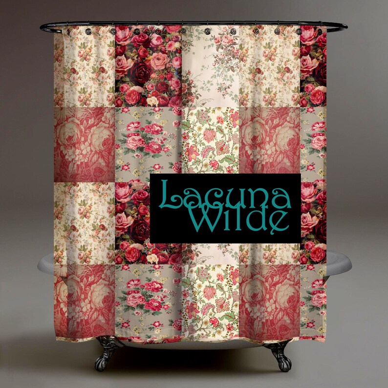Fabric Patchwork Print Shower Curtain Boho French Country Etsy