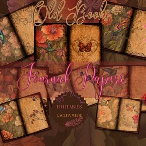 Journaling Papers, Printable Ephemera, Stationary, Collage Sheets, Vintage Hummingbirds, Old Books, Antique, Digital Download, Paper Crafts