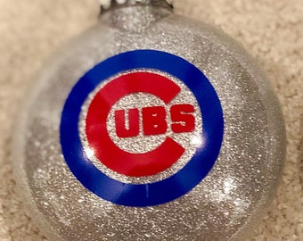 Chicago Cubs Christmas Ornament, Cubs Christmas Ornament, glitter ornament
