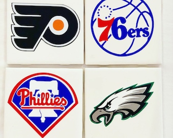 Philly Coasters, Philadelphia sports coasters, eagles coasters, phillies coasters, flyers coasters, tile coasters