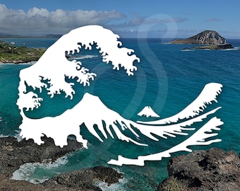 Hokusai Great Wave Decal Designed for Installation on Dark Backgrounds. Decal Only. Personalize Car Windows, Side Doors, Mirrors, Laptops.