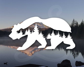 Adventure Bear Decal. Vinyl Decal Only. For Car Windows, Side Doors, Campers, Cargo Box, Tablets, Laptops, Water Bottles, Tumblers Etc.