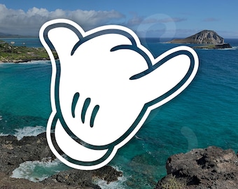 Hawaii Mickey Shaka Decal. Vinyl Decal Only. Personalize Car Windows, Side Doors, Surfboards, Laptops, Water Bottles, Tumblers.