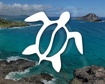 Hieroglyph Honu Sea Turtle Decal. Vinyl Decal Only. Personalize Car Windows, Side Doors, Surfboards, Laptops, Water Bottles, Tumblers.