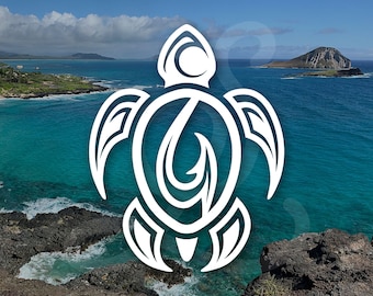 Fish Hook Honu Sea Turtle Decal. Vinyl Decal Only. Personalize Water Bottles, Tumblers, Car Windows, Side Doors, Surfboards, Laptops.