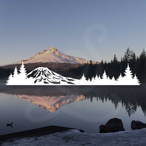 Washington Mount Rainier with Trees Decal. Vinyl Decal Only. Personalize Car Windows, Side Doors, Camper, Cargo Box, Laptop.