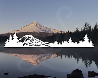 Washington Mount Rainier with Trees Decal. Vinyl Decal Only. Personalize Car Windows, Side Doors, Camper, Cargo Box, Laptop.