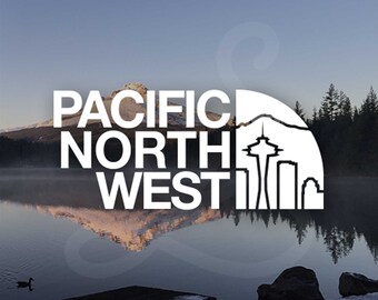 PNW Pacific North West Seattle Skyline Washington Space Needle Decal. Vinyl Decal Only. For Car Windows, Side Doors, Laptop, Water Bottle.