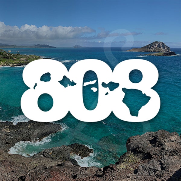 808 Hawaiian Islands State Decal. Vinyl Decal Only. Personalize Water Bottles, Car Windows, Side Doors, Mirrors, Laptops.