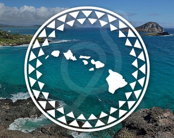 Hawaiian Islands Tribal Decal - Style A. Vinyl Decal Only. Personalize Car Windows, Side Doors, Laptops, Water Bottles, Tumblers.