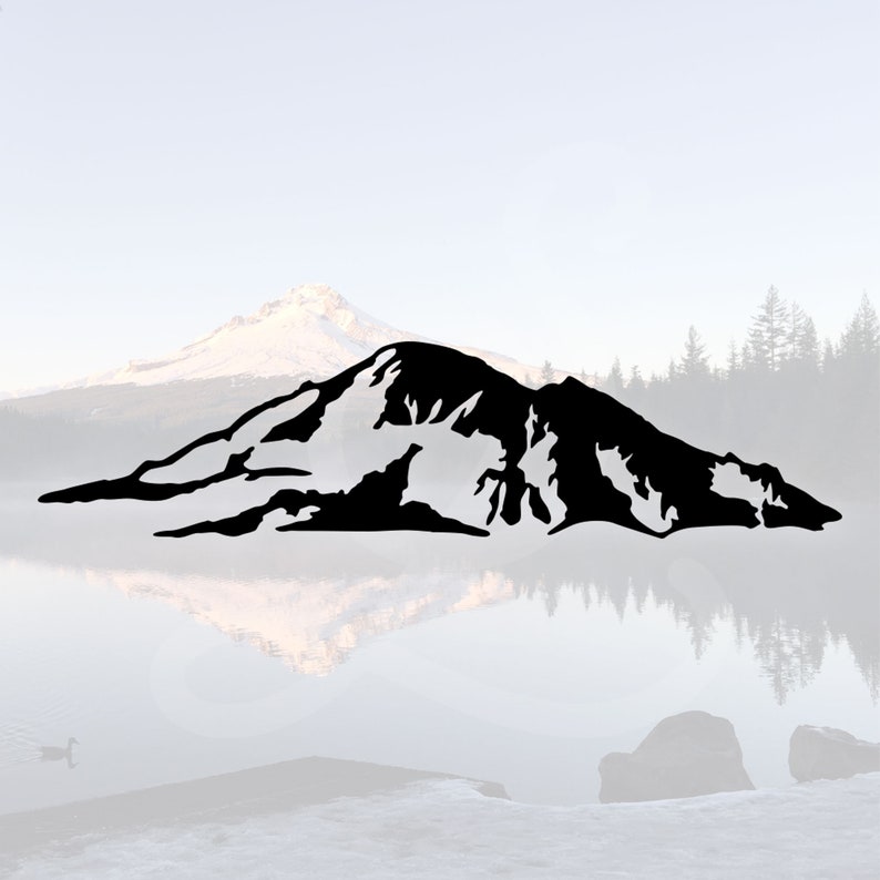 Elegant Washington Mount Baker mountain snowcap decal in black. Part of a collection of Washington mountain decals.