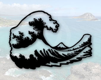 Hokusai Great Wave Decal Designed for Installation on Light Backgrounds. Decal Only. Personalize Car Windows, Side Doors, Mirrors, Laptops.