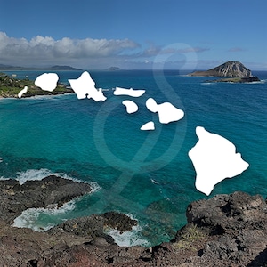 Hawaiian Islands Decal - Style A. Vinyl Decal Only. Personalize Car Windows, Side Doors, Surfboards, Laptops, Water Bottles, Tumblers.