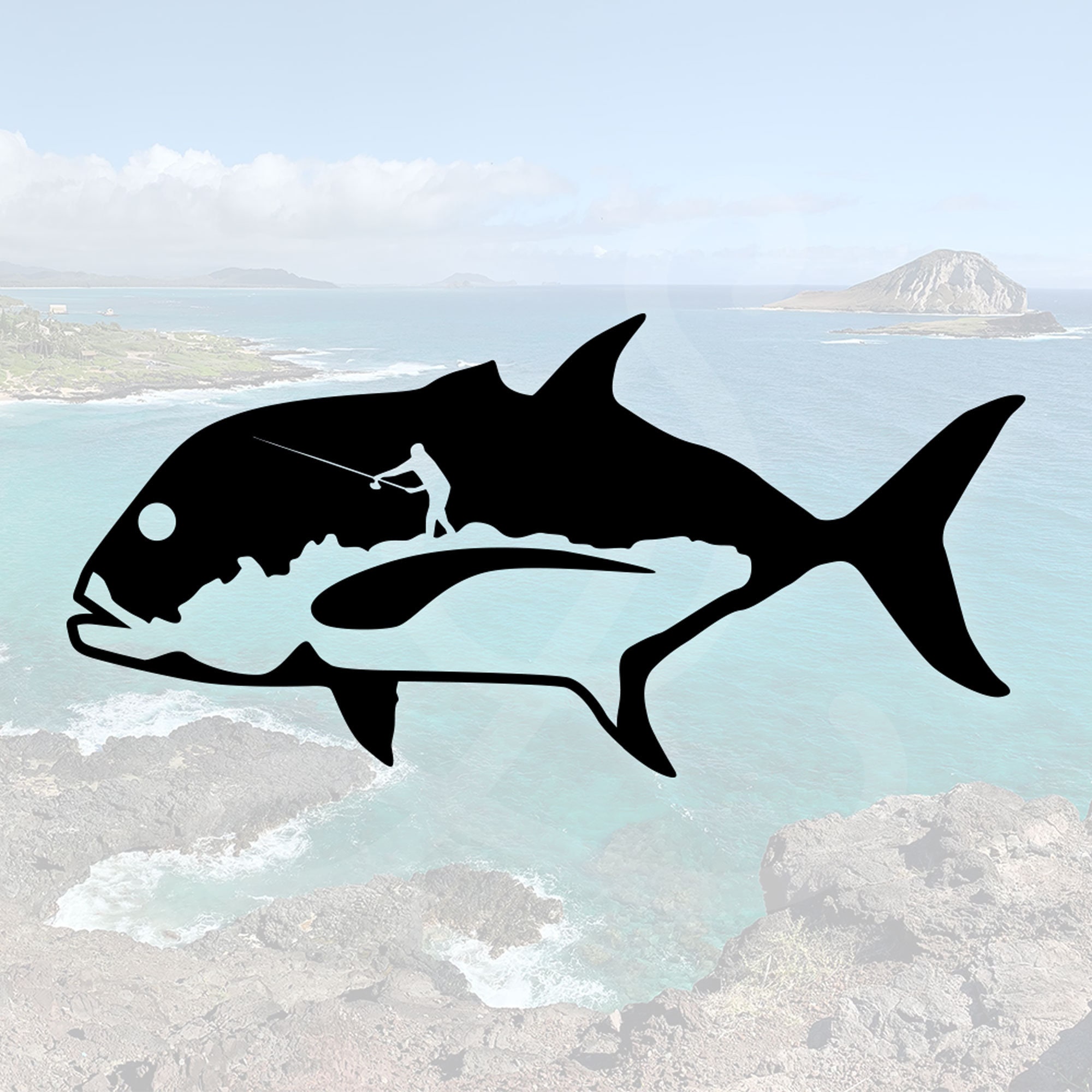 Hawaii Fishing Ulua Trevally Decal. Decal Only. For Car Etsy