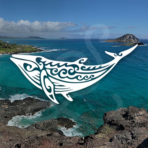 Tribal Whale Decal. Vinyl Decal Only. Personalize Car Windows, Side Doors, Surfboards, Laptops, Water Bottles, Tumblers.