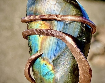 Mystical PURPLE Labradorite Copper Wrapped Pendant Necklace - Handmade Healing Crystal Jewelry
