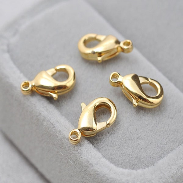 Wholesale 100 PCS Gold Filled Lobster Clasps,18K Gold Lobsters Closures Hooks Jewelry Making Findings.