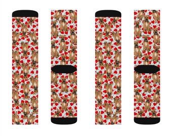 Pitbull & Hearts Socks - Valentine's Day Gift, Dog Lover