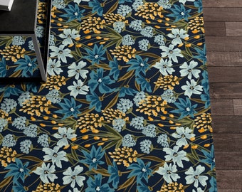Blue and Yellow Floral Rug Dornier Rug