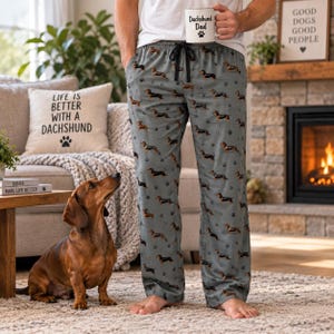 Dachshund Pajama Pants for Men, Wiener Dog Pajamas, Doxie Lover Gift