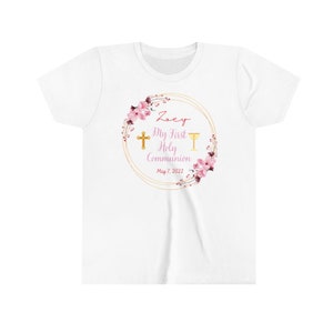 Girl My First Holy Communion Shirt Youth Short Sleeve Tee