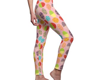 Colorful Easter Egg Leggings - Easter Leggings - Easter Apparel - Women's Cut & Sew Casual Leggings