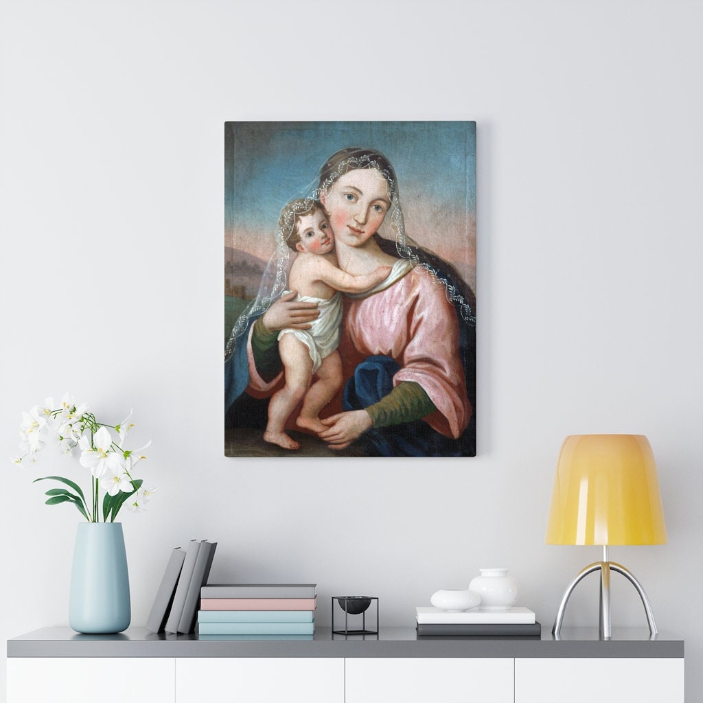 Blessed Mother Virgin Mary and Baby Jesus Canvas Gallery Wraps | Etsy