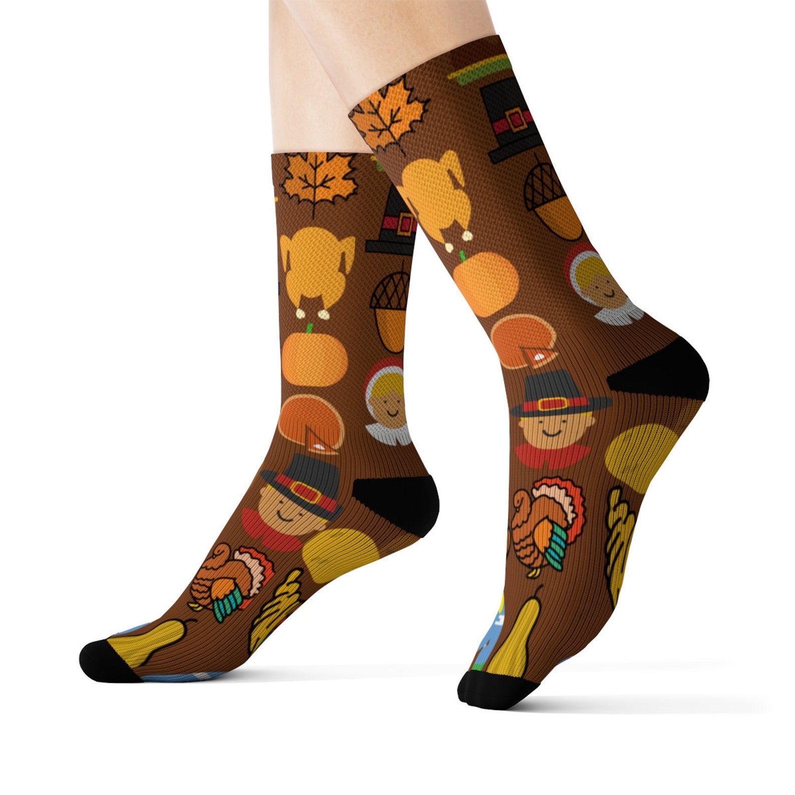 Thanksgiving Turkey Fun Socks Sublimation Socks Etsy