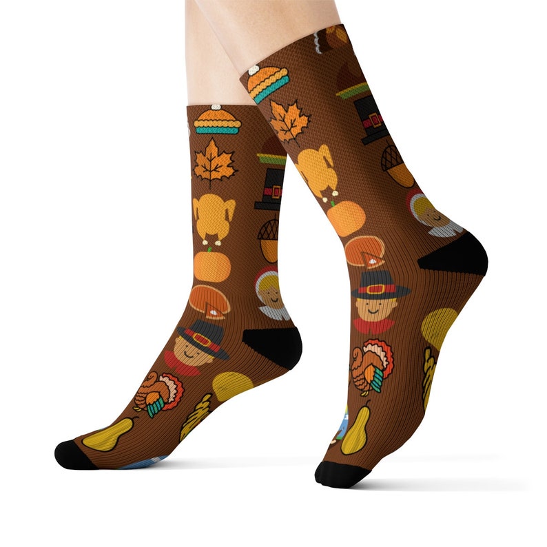 Thanksgiving Turkey Fun Socks Sublimation Socks Etsy