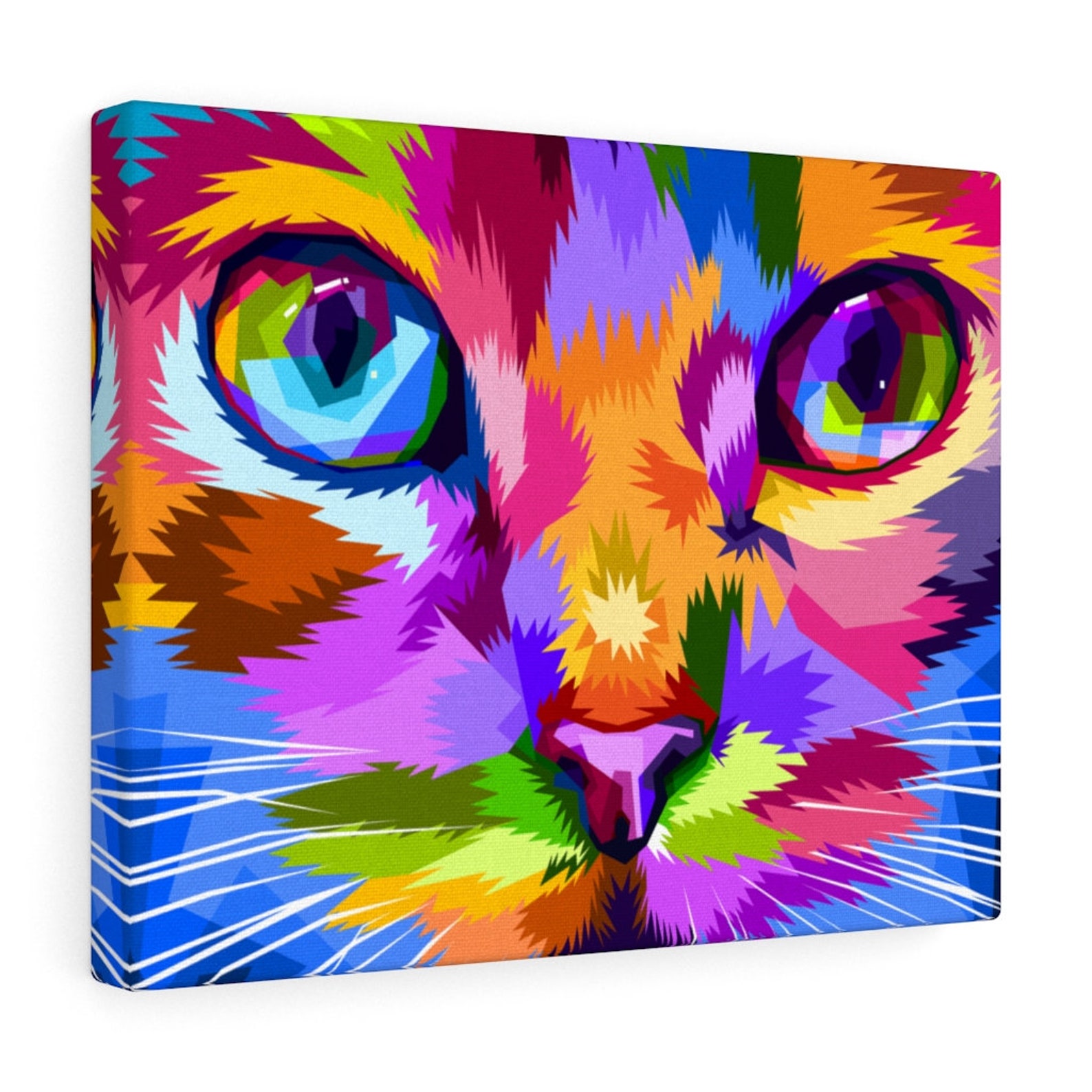 Colorful Cat Art Canvas Gallery Wraps Etsy