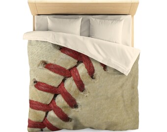 Baseball Seams Microfiber Duvet Cover - Sports Bedroom Theme
