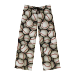 May include: White and brown baseball pajama pants with a pattern of baseballs.