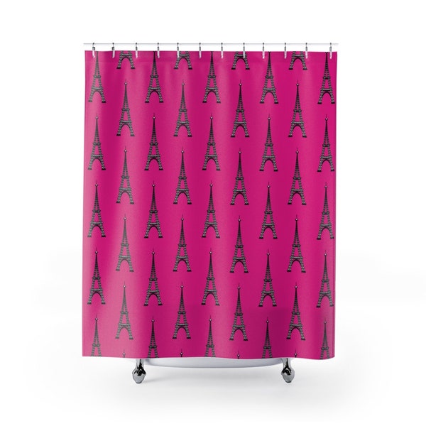 Pink Paris Shower Curtains Etsy