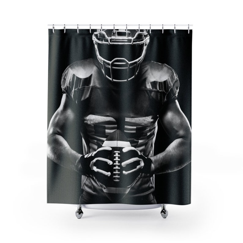 Football Player Shower Curtain Football Bathroom Football Etsy