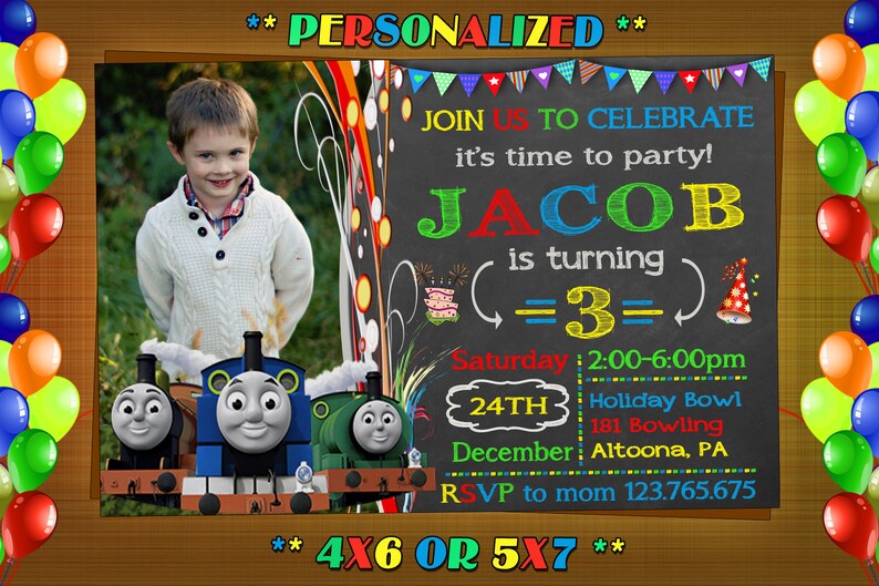 Thomas Train Birthday Invitation Thomas Train Invitation Etsy