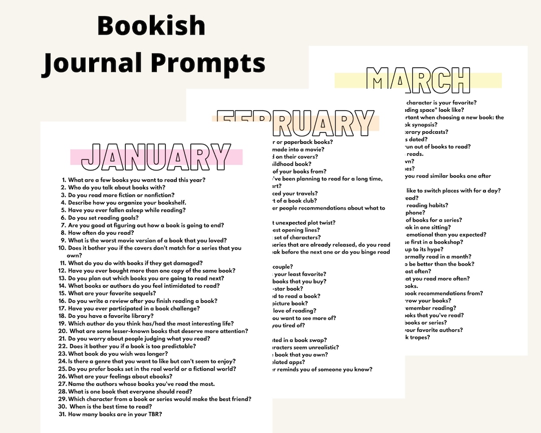 Printable Bookish Journal Prompts: 365 Reading Journal Prompts for Book ...