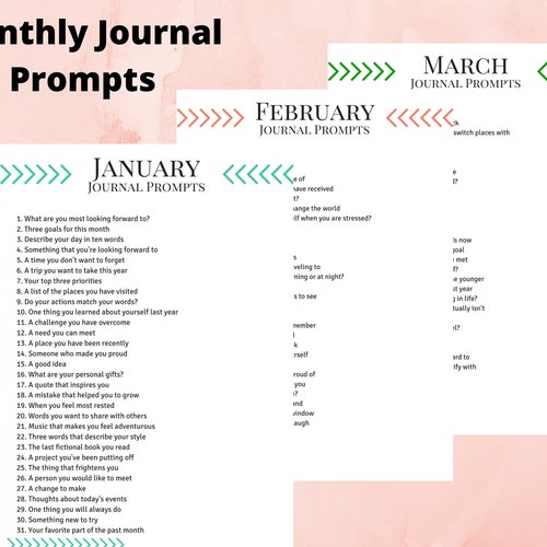 Printable: A Year of Journal Prompts Color - Etsy