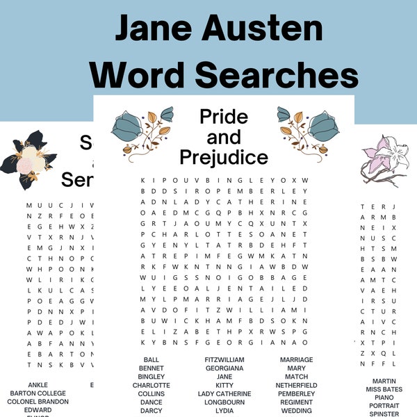 Jane Austen Word Search Puzzles