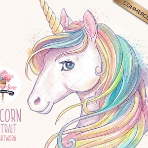 Unicorn clipart PNG, Unicorn PNG illustration, Watercolor Unicorn Clip Art for Sublimation, Scrapbooking and Crafts, Watercolour Drawing