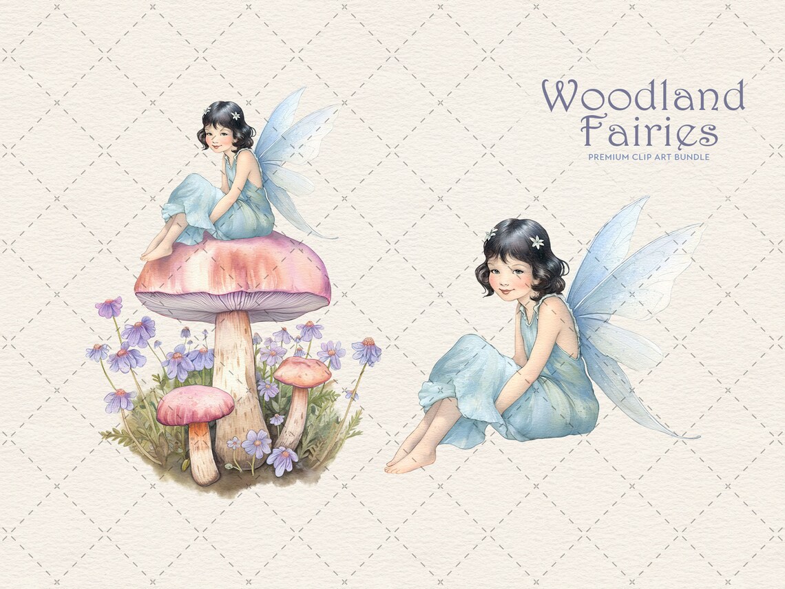 Vintage Fairy Clipart Bundle | Watercolor Fairies PNG Clipart for Girls ...