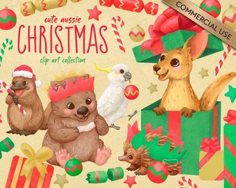 Aussie Christmas Animal Clipart | Australian Illustrations (Digital Download)
