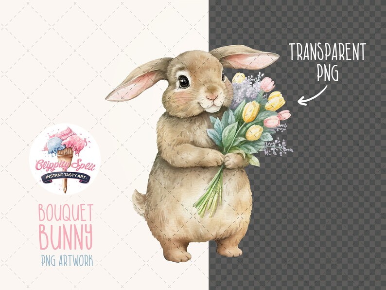Watercolor Rabbit Clipart - Spring Bunny PNG (commercial Use) - Etsy