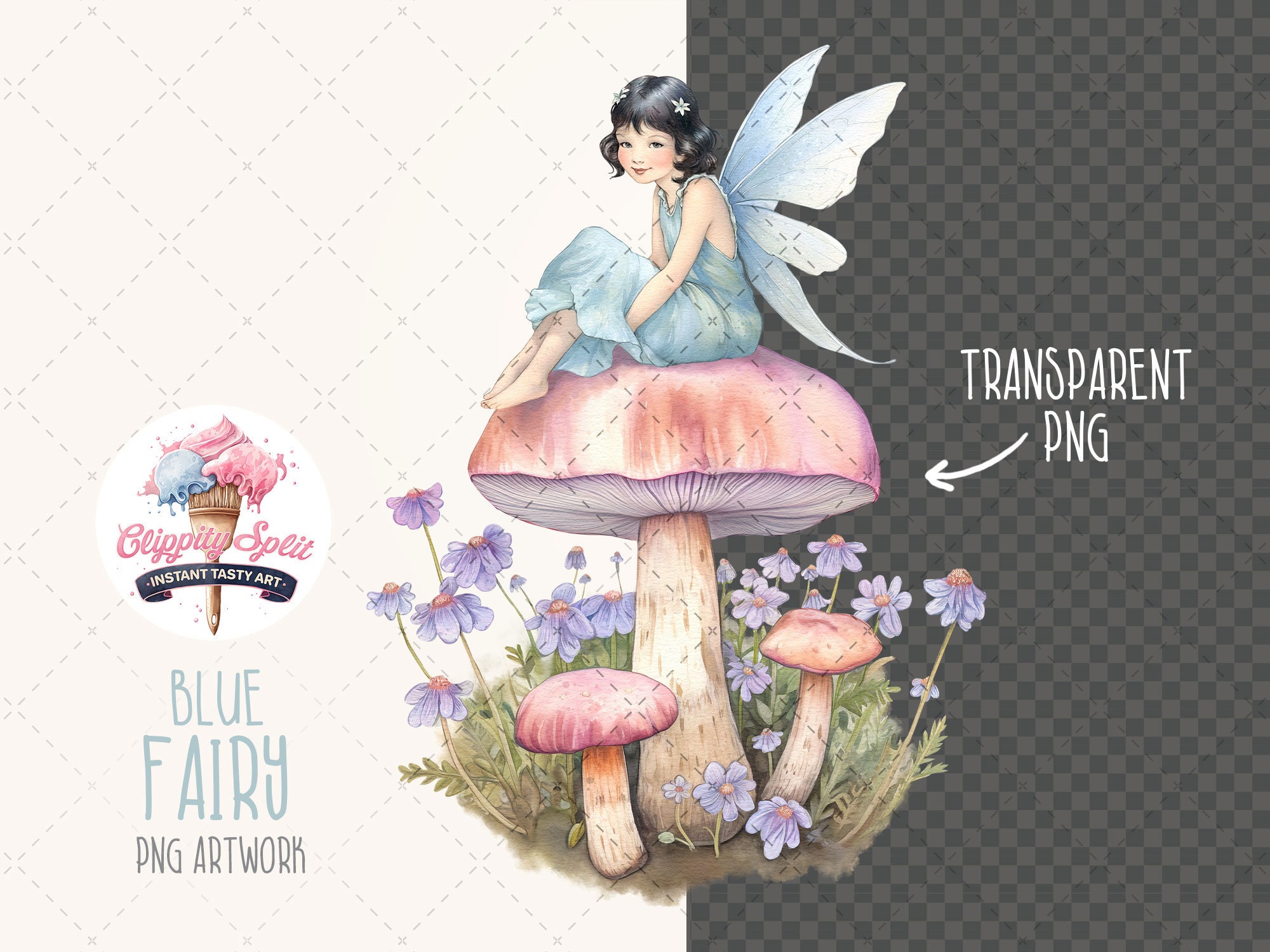 Blue Fairy Clipart Watercolor PNG of Little Girl Fairy in - Etsy