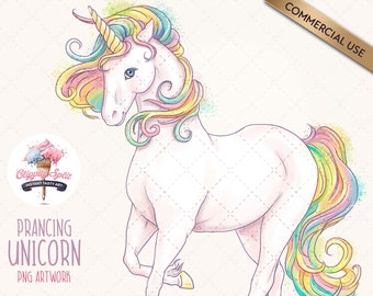 Watercolor Unicorn Clipart PNG, Hand Drawn Illustration (Digital Download)