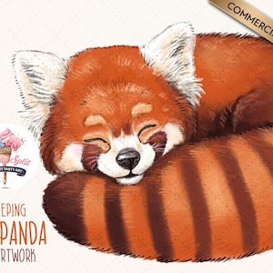 Red Panda Clipart, Red Panda PNG Illustration, Red Panda Clip Art for Sublimation, Scrapbooking and Crafts, Pencil Red Panda Drawing