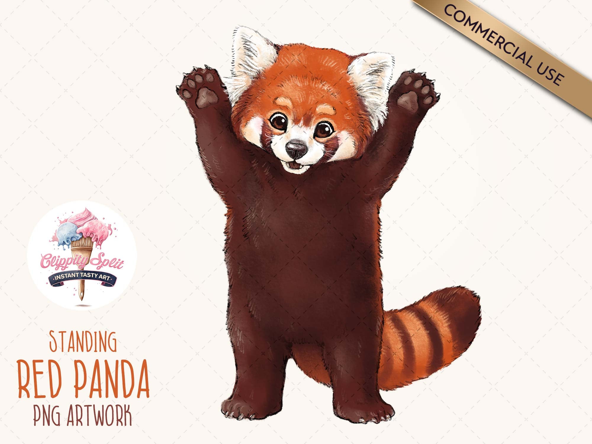 Surprised Red Panda Clipart Standing Red - Etsy