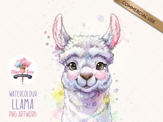 Llama Clipart, Llama PNG Watercolor Illustration, Llama Clip Art for Sublimation, Scrapbooking and Crafts, Watercolour Alpaca Drawing