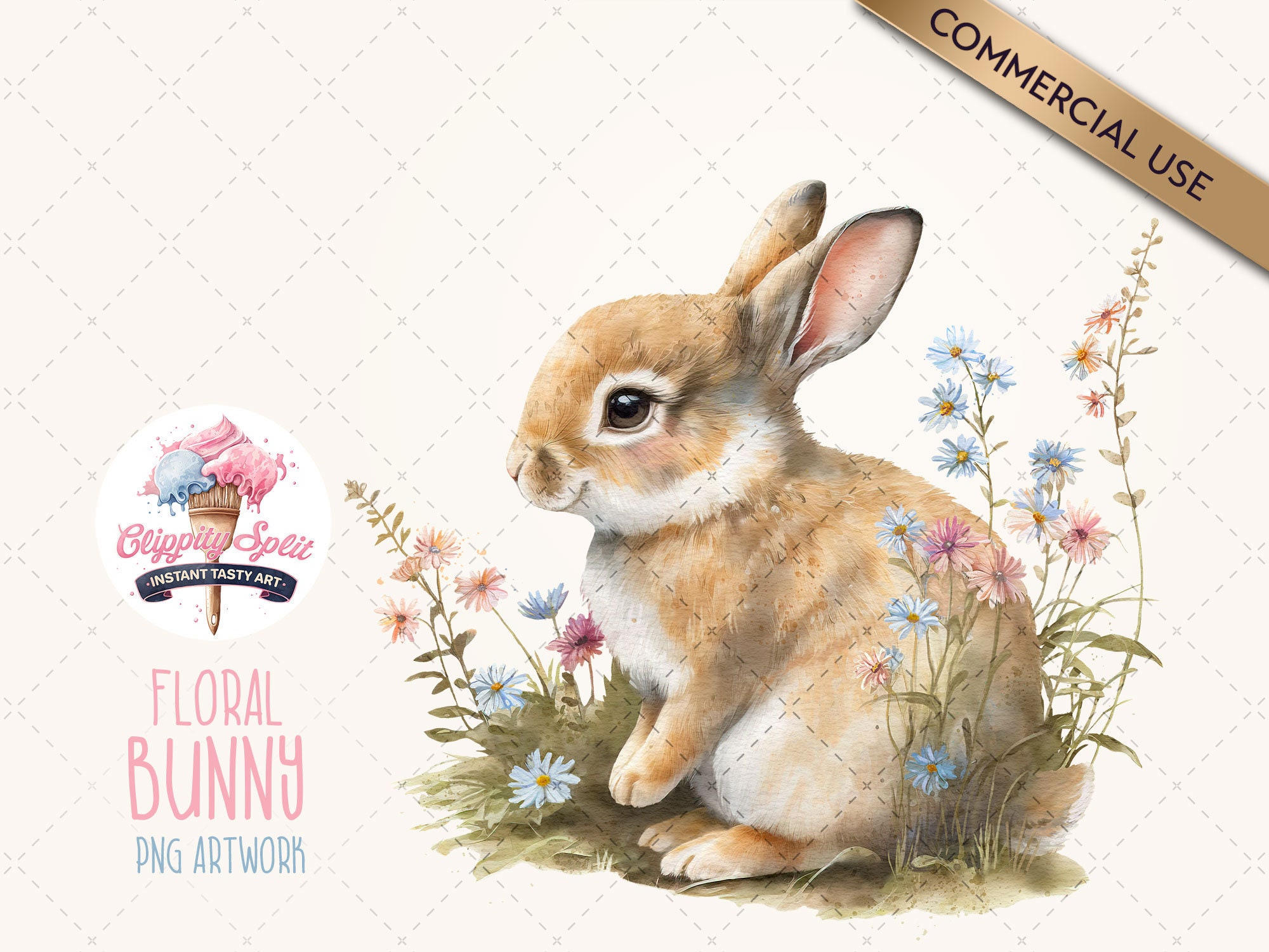 Cute Rabbit With Flowers PNG Clipart for Spring Easter - Etsy